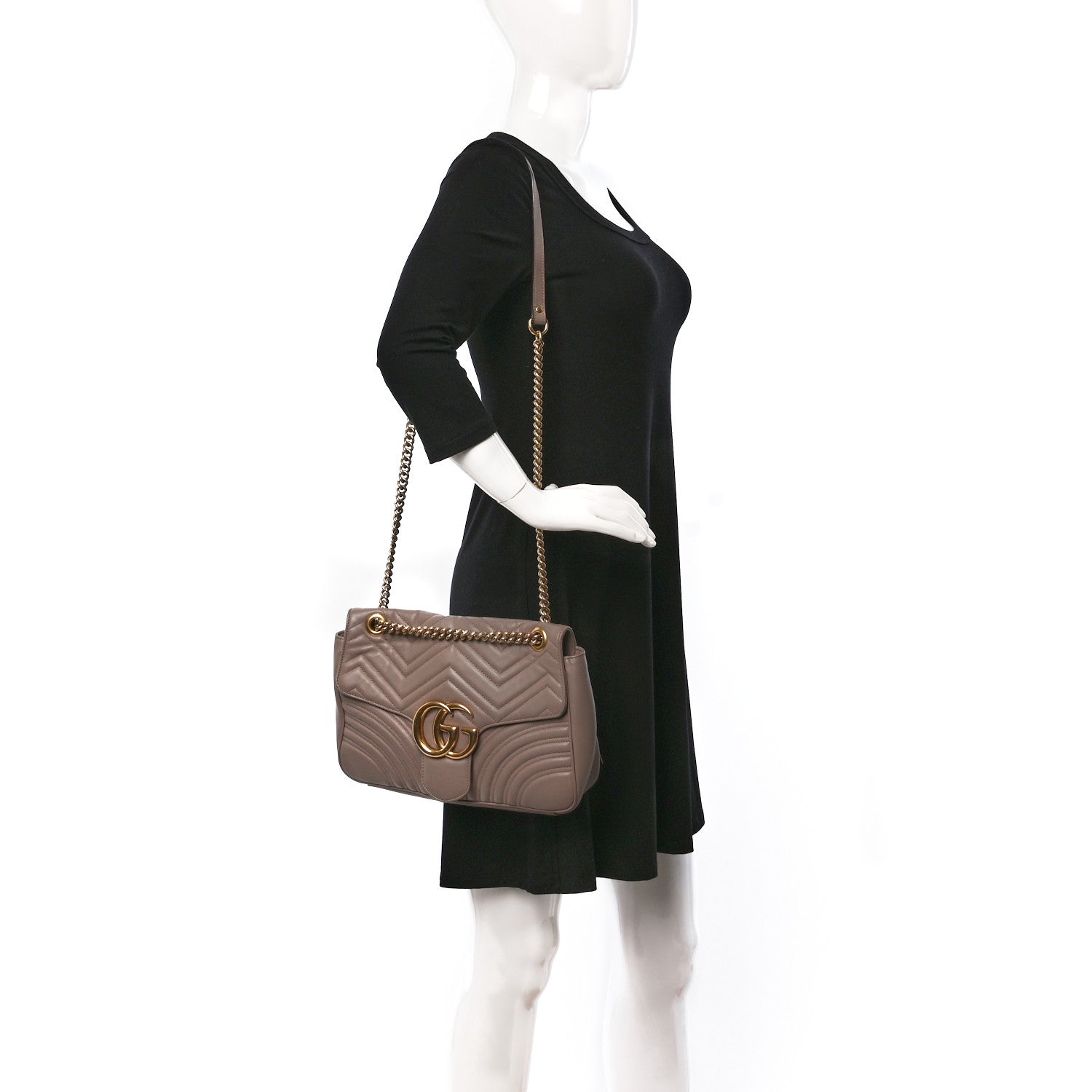 Gucci Calfskin Matelasse Medium GG Marmont Shoulder Bag Porcelain Rose 2 of 10