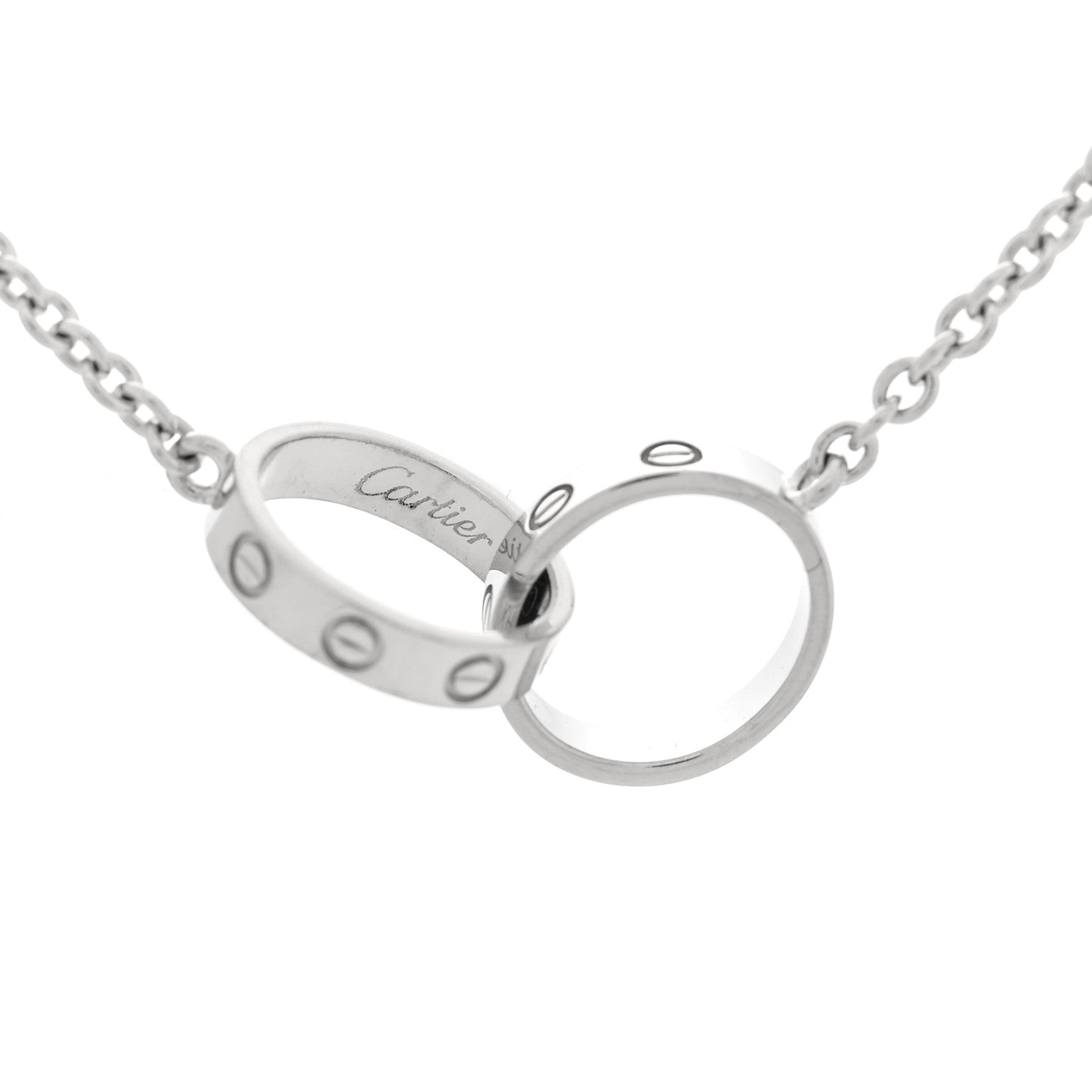 Cartier 18K White Gold Interlocking LOVE Necklace 4 of 5