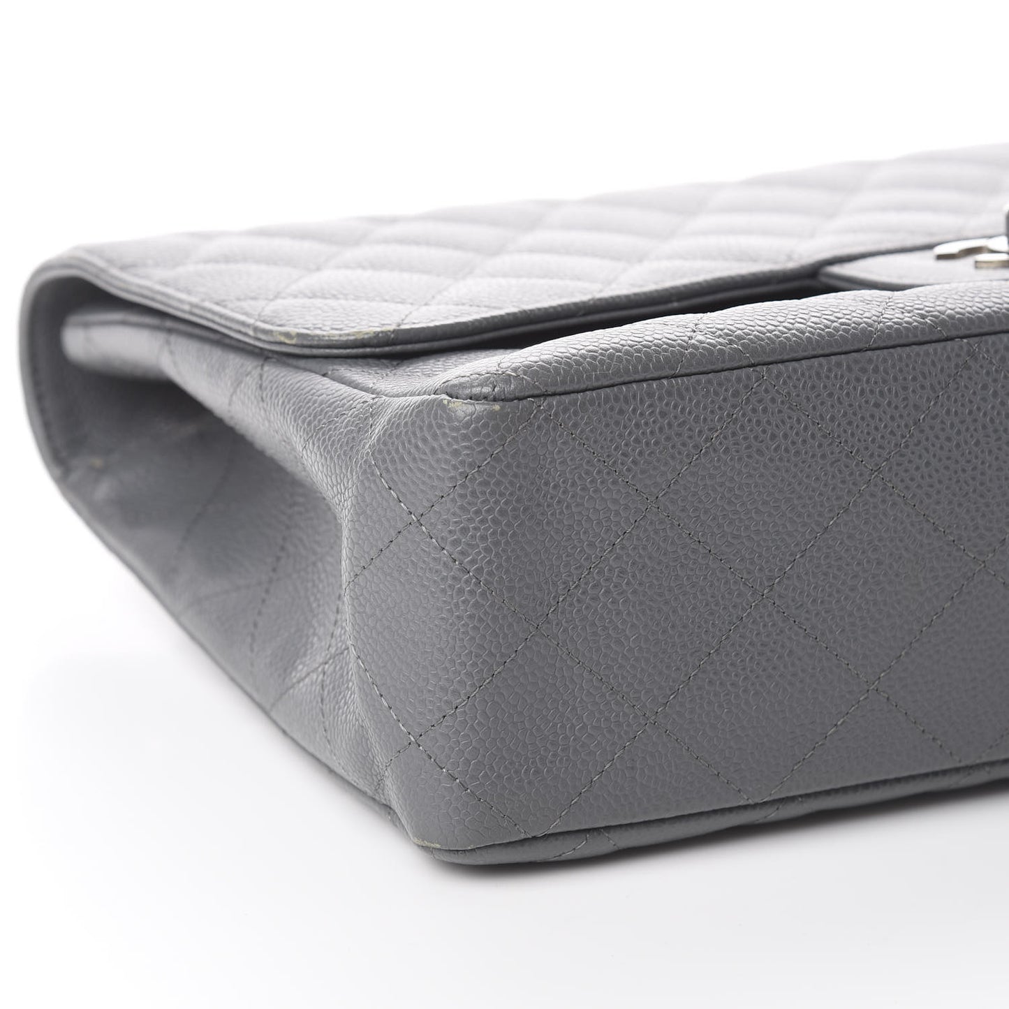 Caviar Quilted Jumbo Single Flap Grey