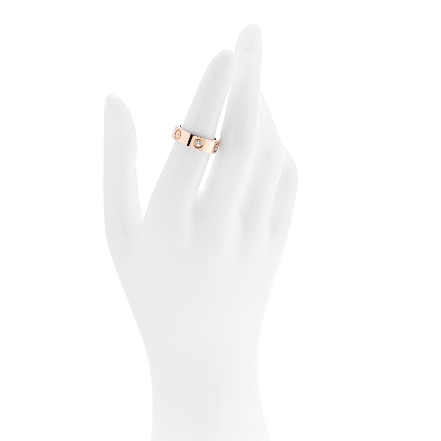 18K Pink Gold 3 Diamond 5.5mm LOVE Ring 51 5.75