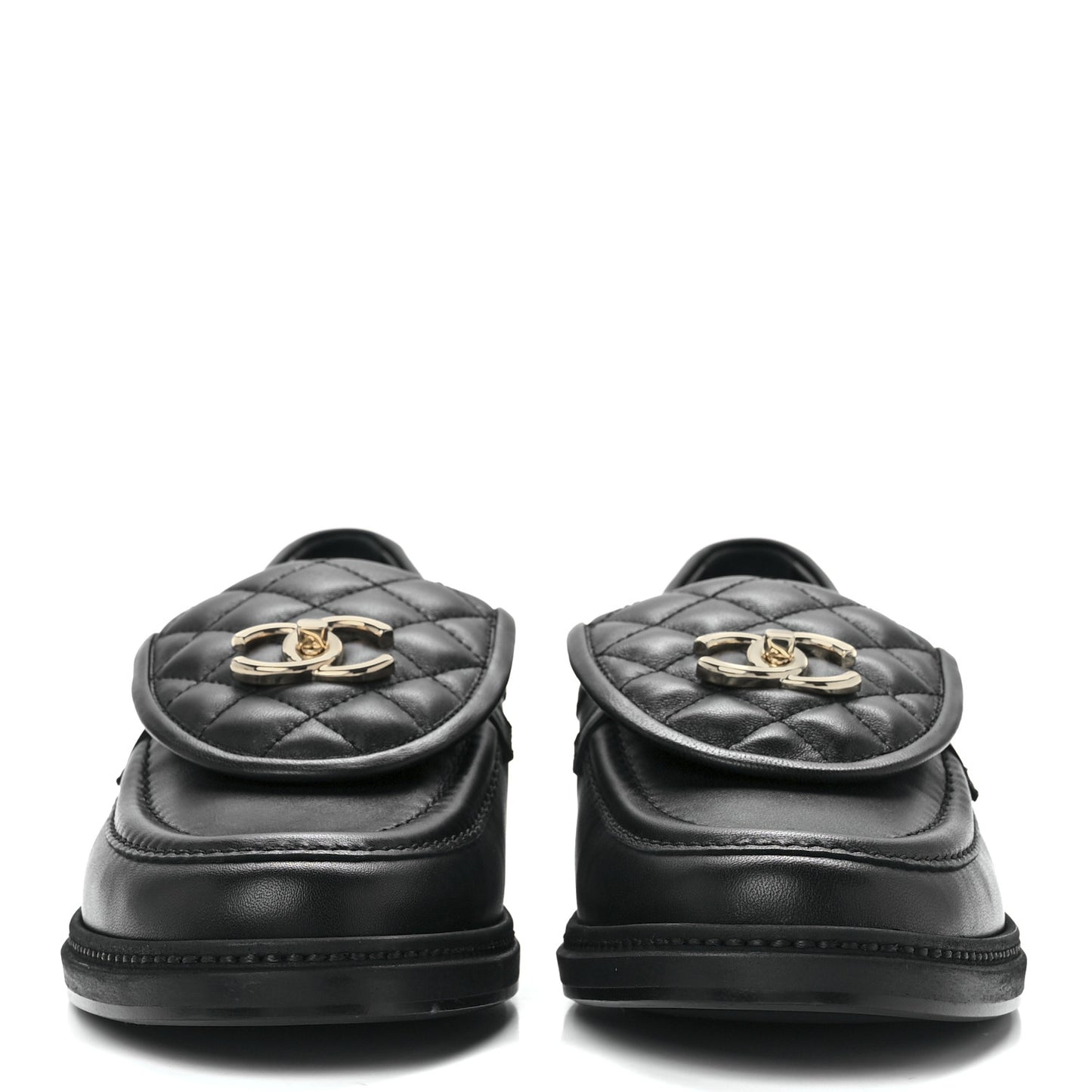 Lambskin Quilted CC Turnlock Loafers 41 Black