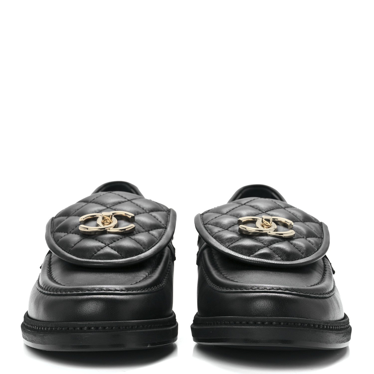Chanel Lambskin Quilted CC Turnlock Loafers 41 Black 2 of 10