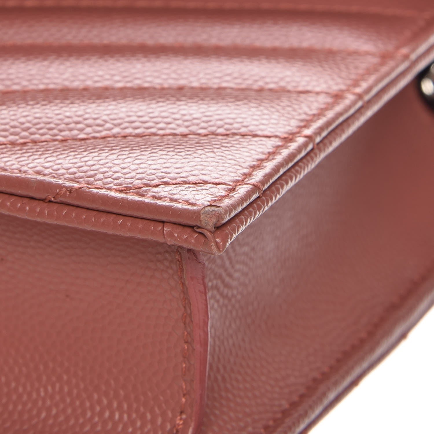 Saint Laurent Grain De Poudre Matelasse Chevron Monogram Envelope Chain Wallet Blush Fonce 11 of 12