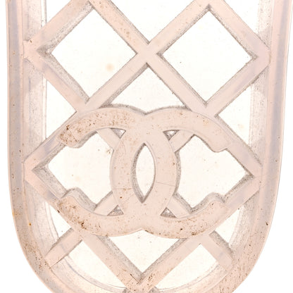 Chanel PVC Transparent Fabric CC Flat Slide Sandals 36 Navy 7 of 9