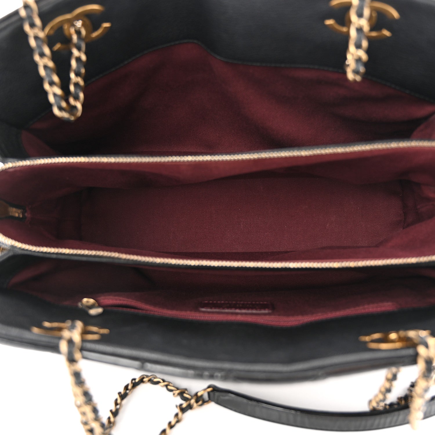 Chanel Patent Goatskin Quilted Small CC Eyelet Tote Black 5 of 10