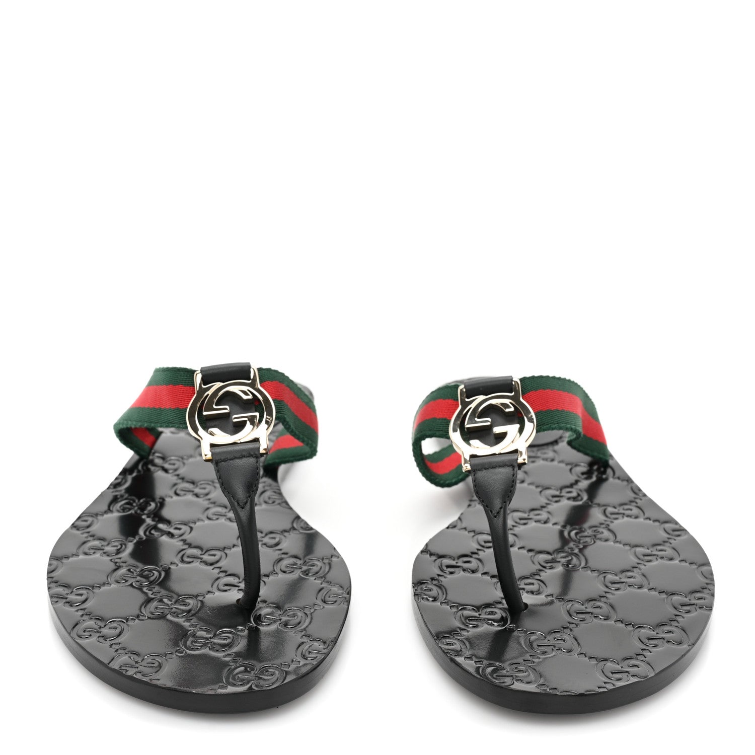 Gucci Nylon Guccissima Web Womens Thong Sandals 36.5 Green Red Black 2 of 7