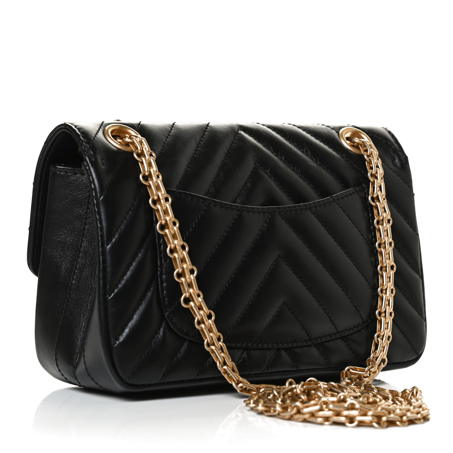 Chanel Aged Calfskin Chevron Quilted 2.55 Reissue Mini Flap Black 3 of 13