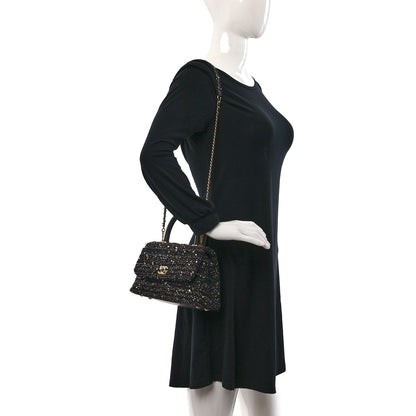 Chanel Tweed Sequin Mini Coco Handle Flap Black 2 of 13