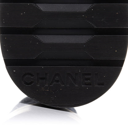 Chanel Shiny Calfskin Velvet Quilted Lace Up Combat Boots 37 Blue 7 of 13