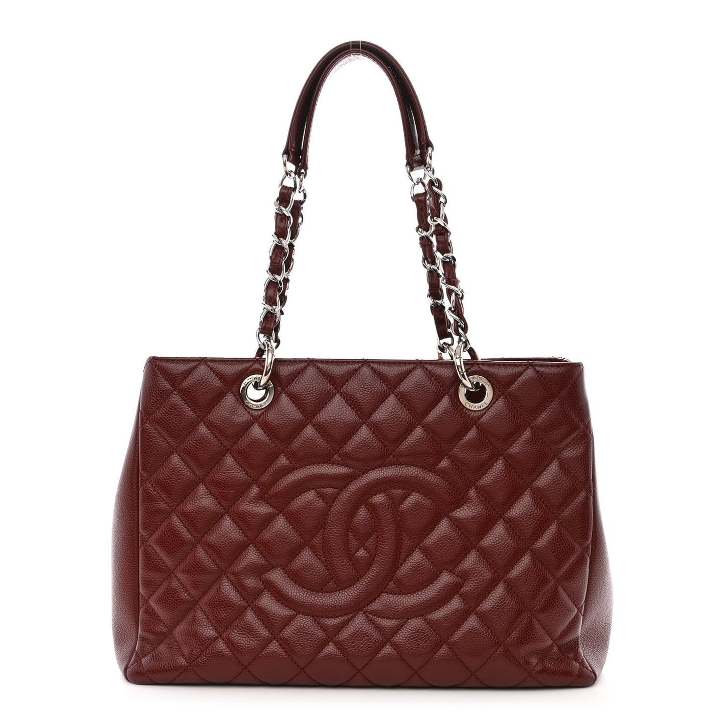 Caviar Quilted Grand Shopping Tote GST Burgundy