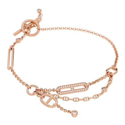 Hermes 18K Rose Gold Diamond Chaos Bracelet LG 1 of 4