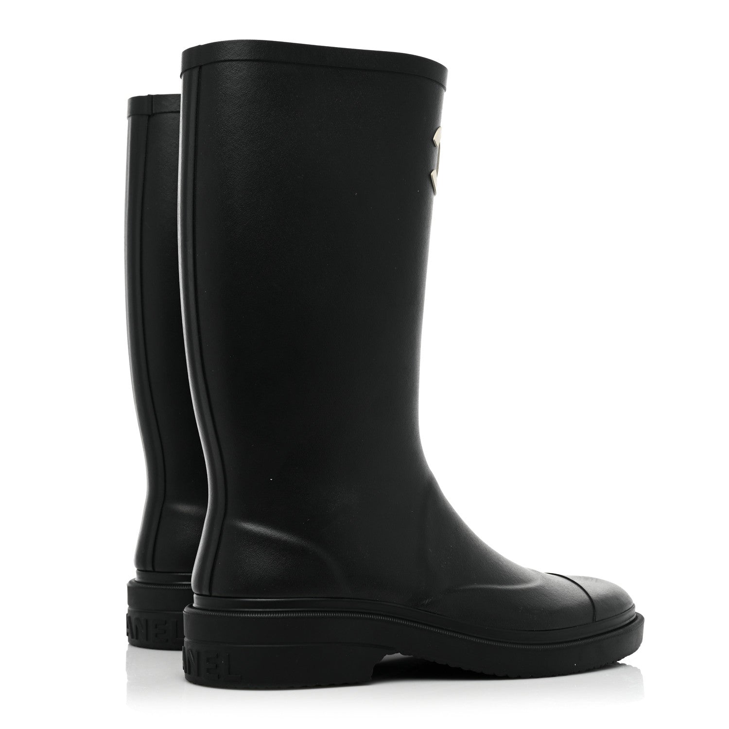 Chanel Caoutchouk CC High Boots 37 Black 5 of 9