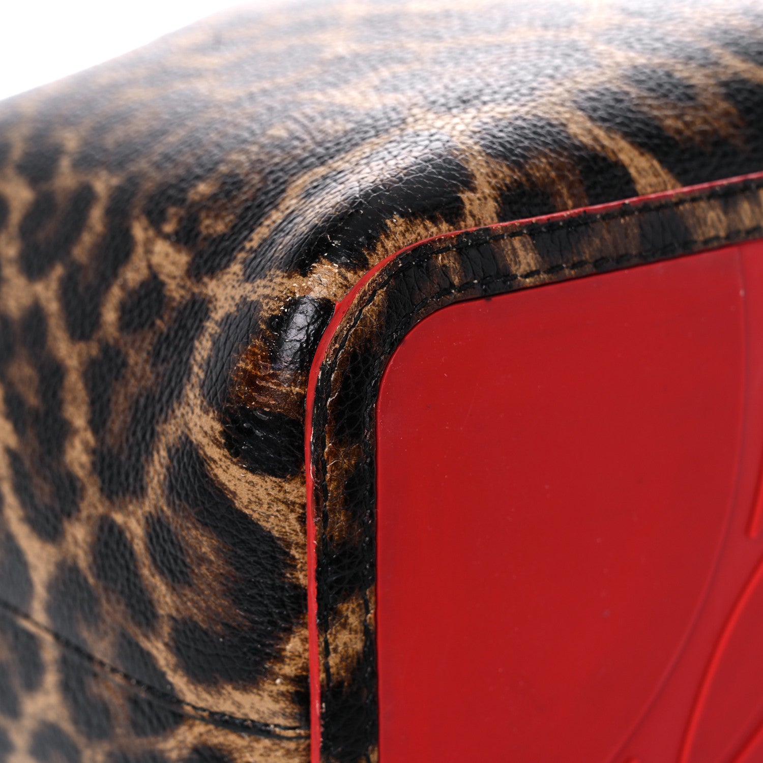 Christian Louboutin Calfskin Empire Leopard Print Spiked Large Cabarock Shopper Tote Brown 7 of 24