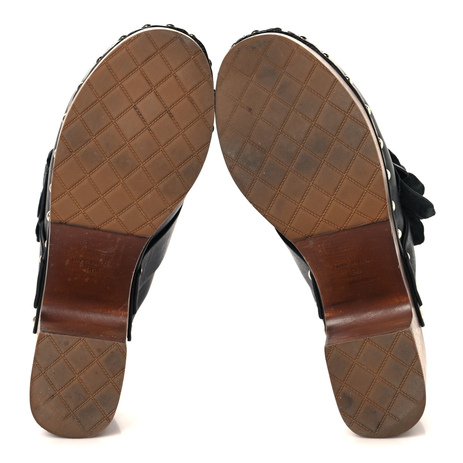 Chanel Calfskin Camellia Clogs 36 Black 6 of 10