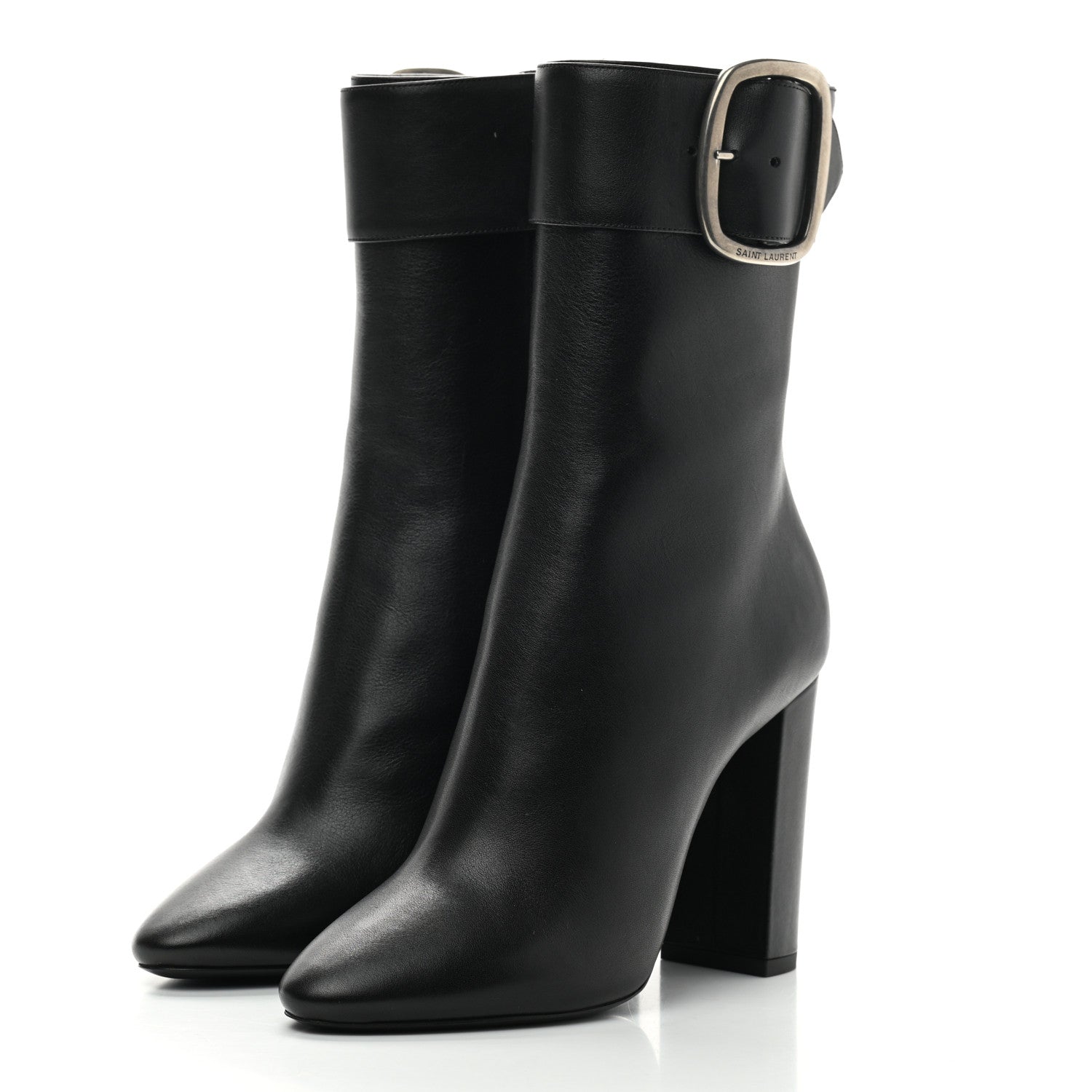 Saint Laurent Calfskin Joplin Buckle Booties 38 Black 3 of 6