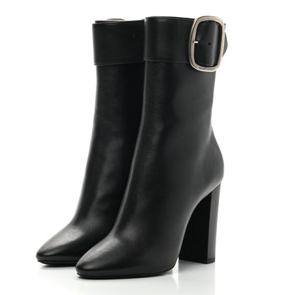 Saint Laurent Calfskin Joplin Buckle Booties 38 Black 3 of 6