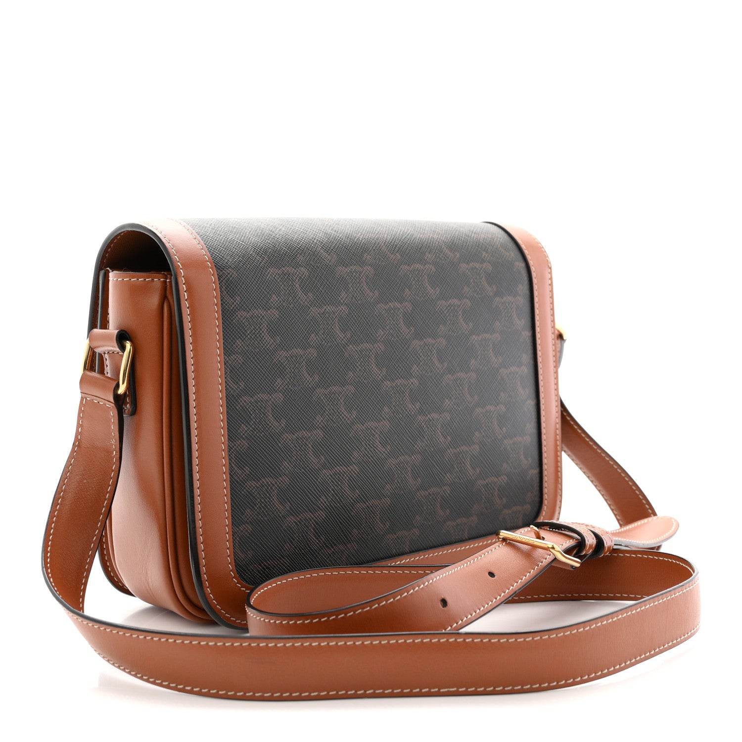 Celine Triomphe Canvas Calfskin Medium Triomphe Bag Tan 3 of 10