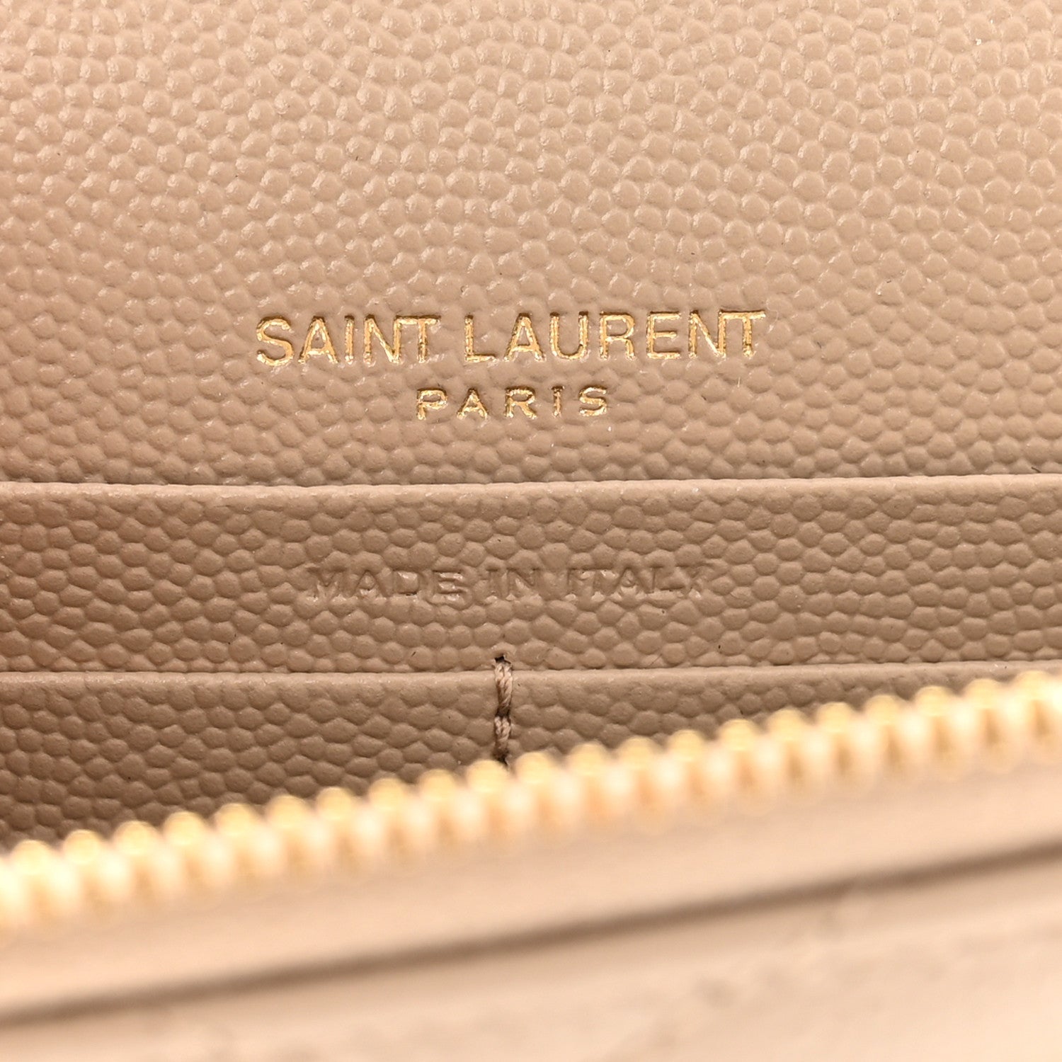 Saint Laurent Grain De Poudre Matelasse Chevron Monogram Envelope Chain Wallet Dark Beige 6 of 10