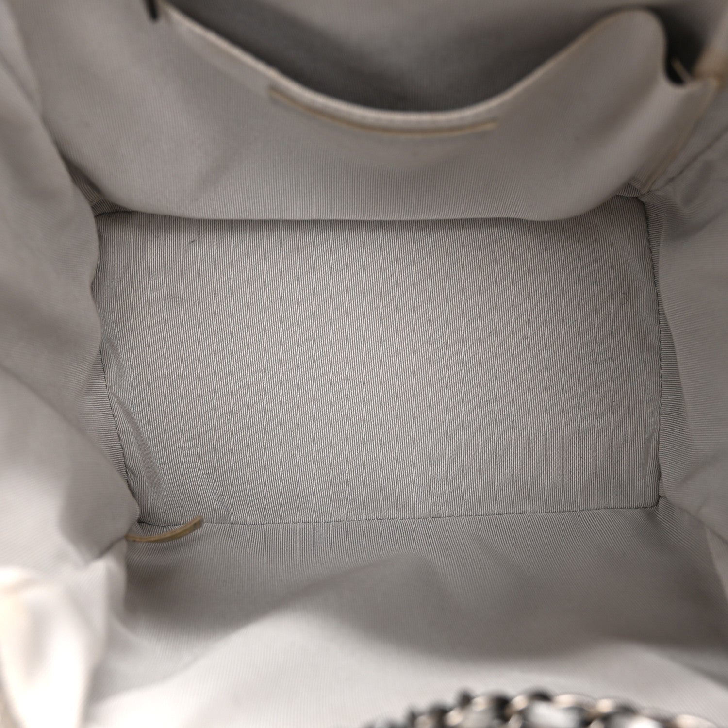 Chanel Iridescent Calfskin Chevron Small Urban Spirit Drawstring Bag Silver 5 of 10
