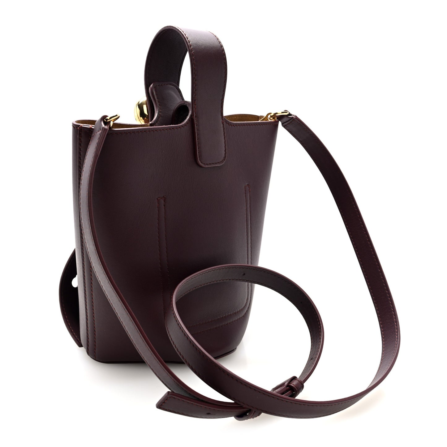 Calfskin Mini Pebble Bucket Bag Dark Burgundy