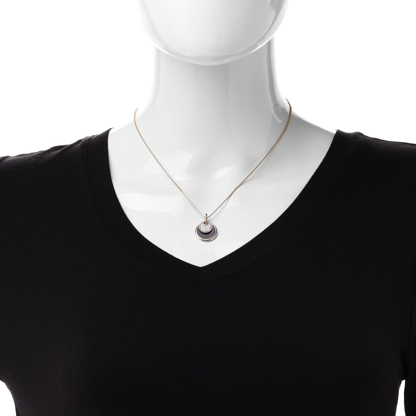 18K Yellow Gold Diamond Black Onyx Gray Mother of Pearl Reversible Elements Necklace