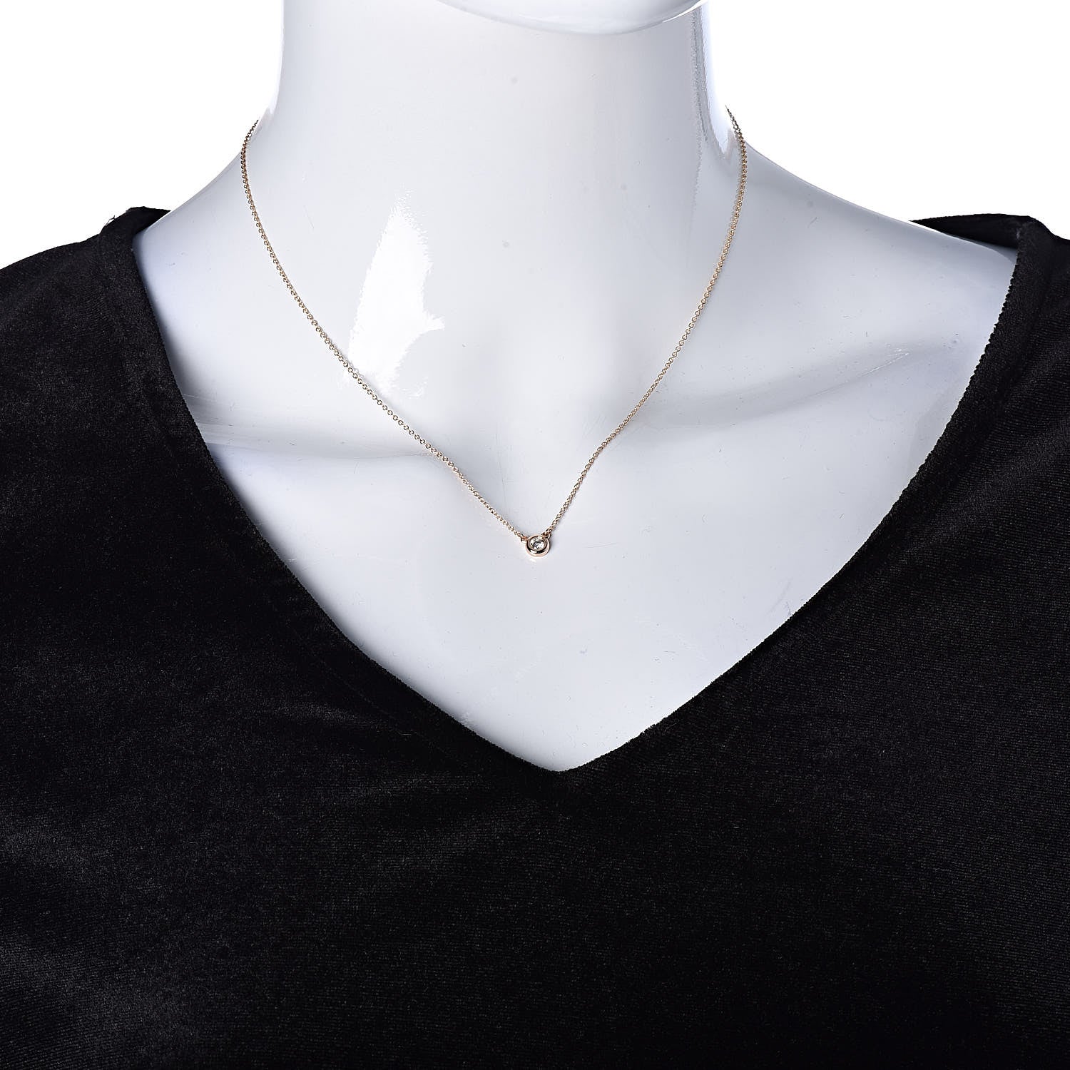 Tiffany 18K Rose Gold Diamond .11ct Elsa Peretti Diamonds by the Yard Pendant Necklace 2 of 8
