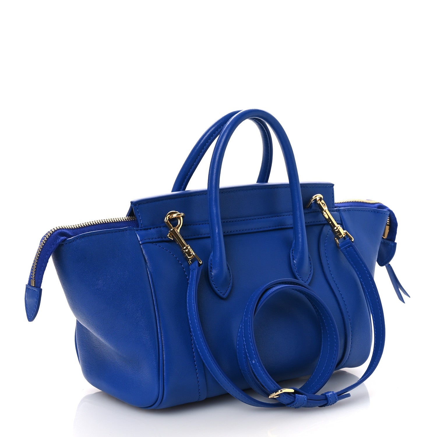 Celine Supple Shiny Lambskin Little New Luggage Oxide Blue 1795430