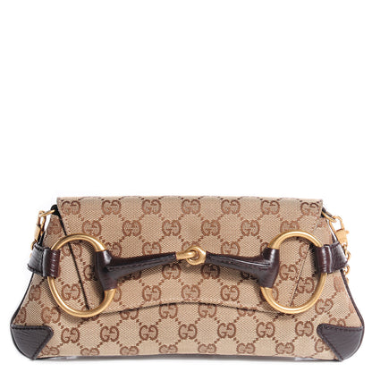 Gucci Monogram Horsebit Clutch Dark Brown 1 of 7