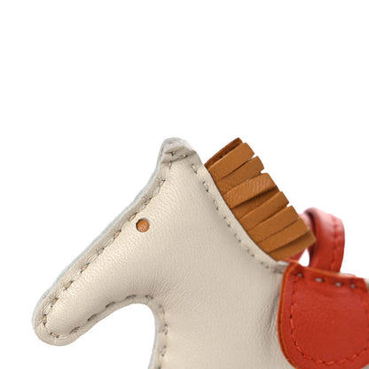 Hermes Milo Lambskin Grigri Rodeo Horse Bag Charm PM Craie Sesame Cornaline 4 of 4