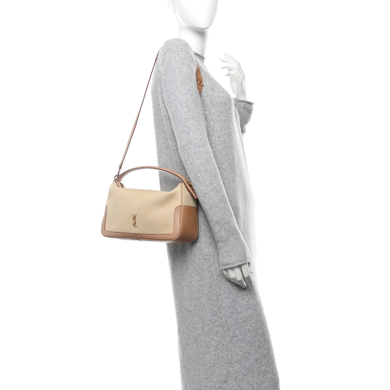 Saint Laurent Canvas Calfskin Camera Supple Bag Avorio Vintage Brown 2 of 10