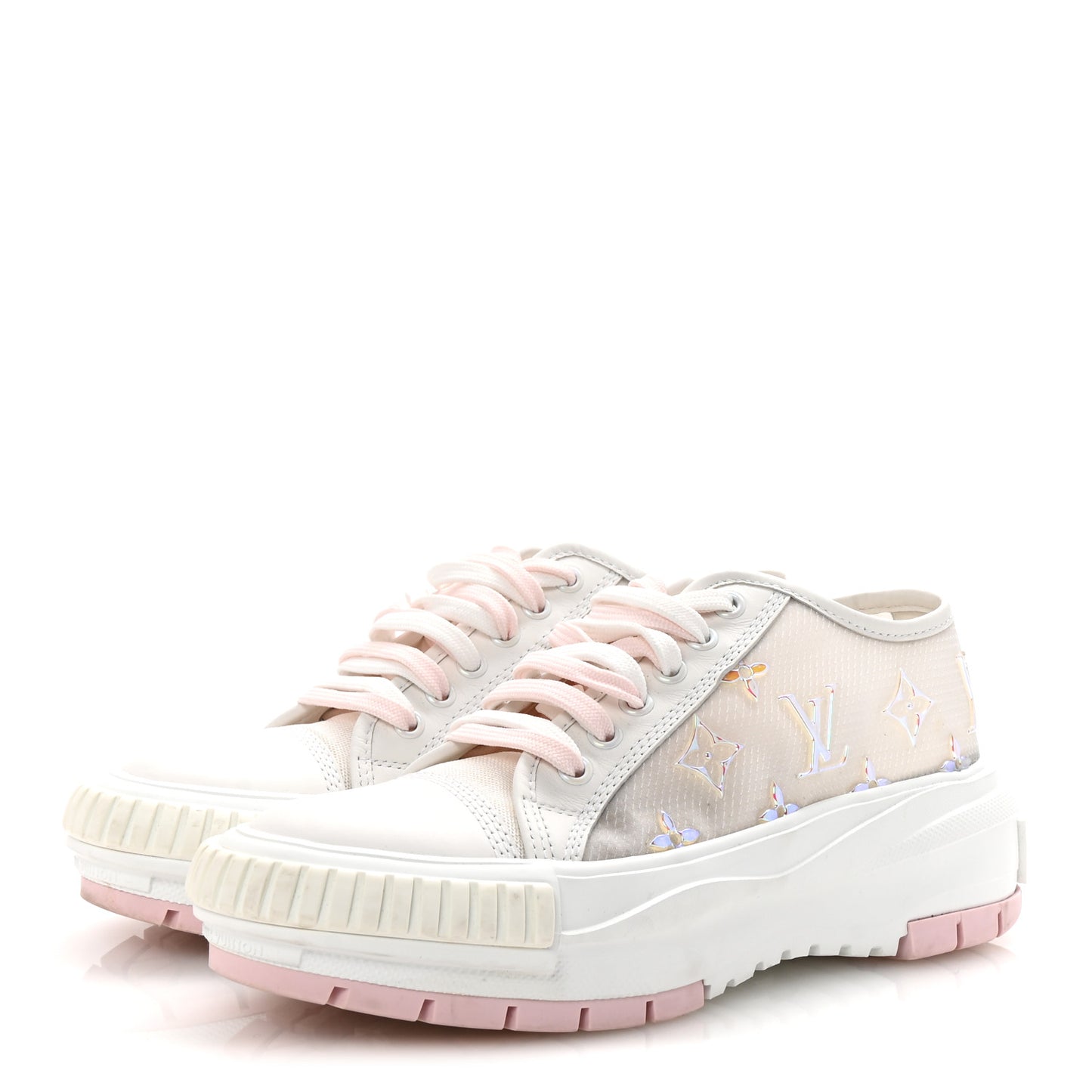 Iridescent Technical Mesh Monogram LV Squad Low Top Sneakers 36.5 Rose Clair