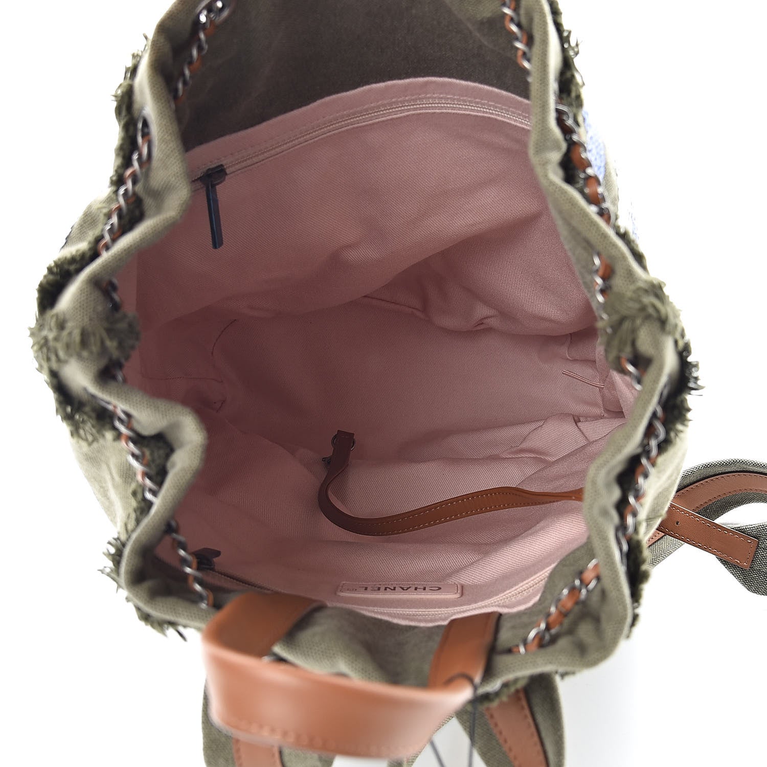 Chanel Canvas Sequins Cubano Trip Backpack Khaki 5 of 10