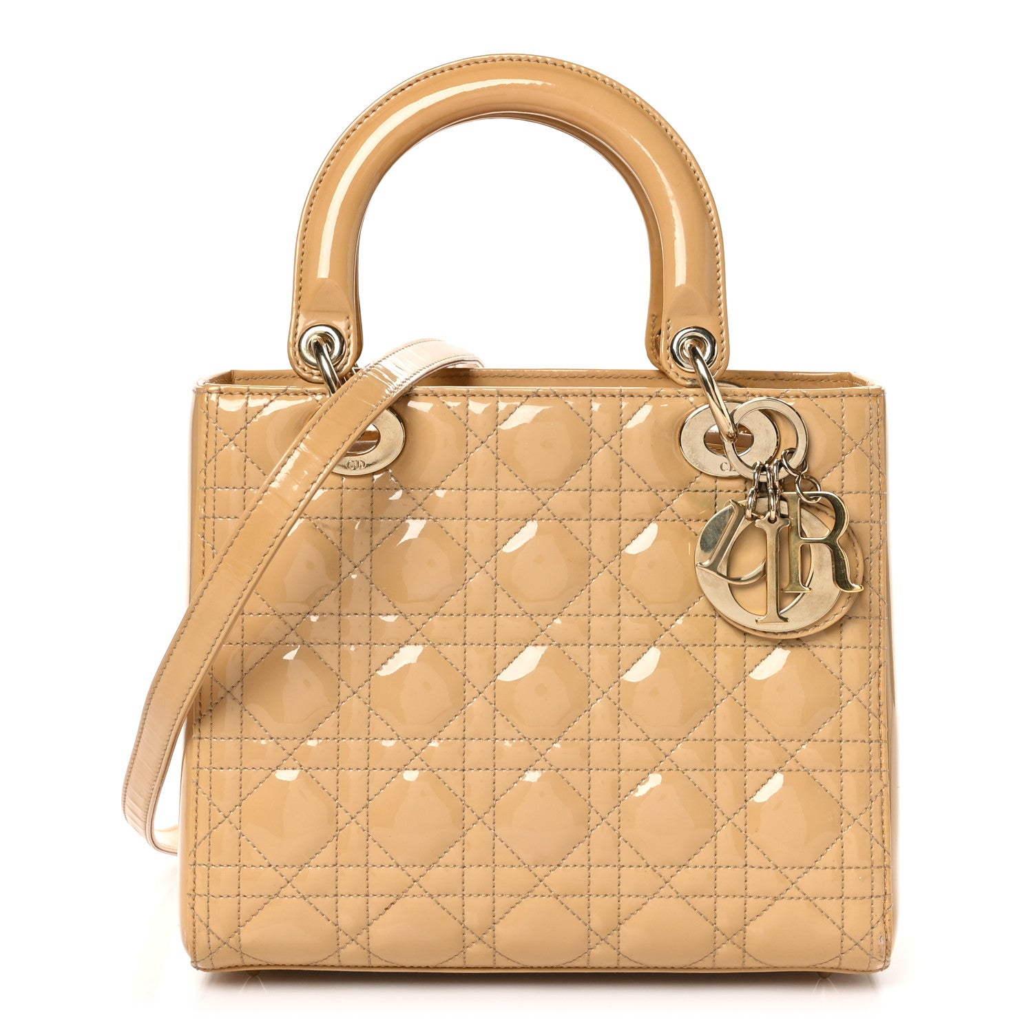 Christian Dior Patent Cannage Medium Lady Dior Beige 1 of 11