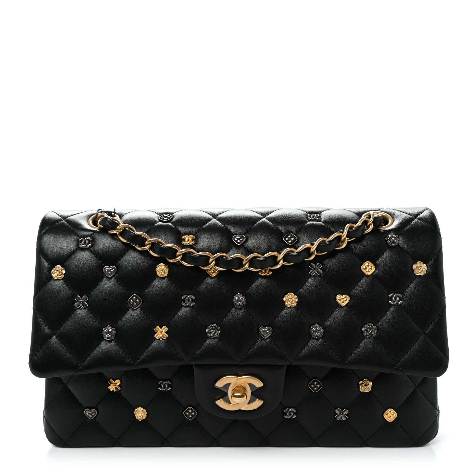Chanel Lambskin Quilted Studded Medium Double Flap Black 1 of 11