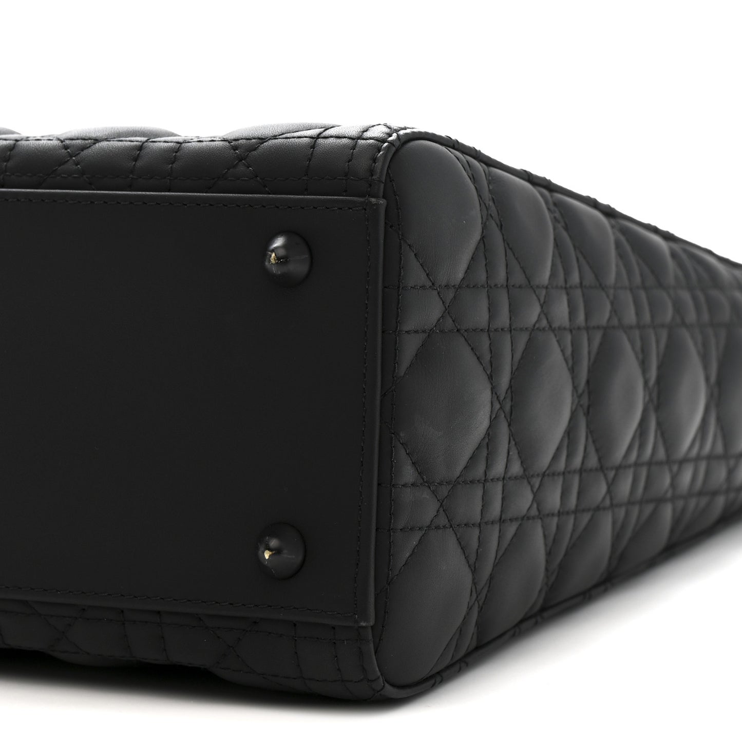 Ultra Matte Calfskin Cannage Large Lady Dior Black