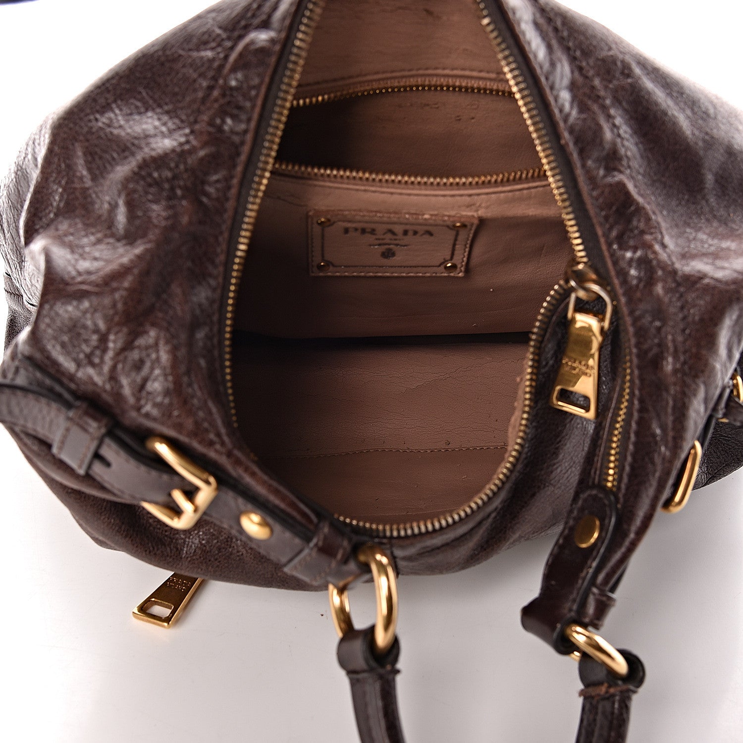 Prada Vitello Shine Hobo Bruciato 5 of 14
