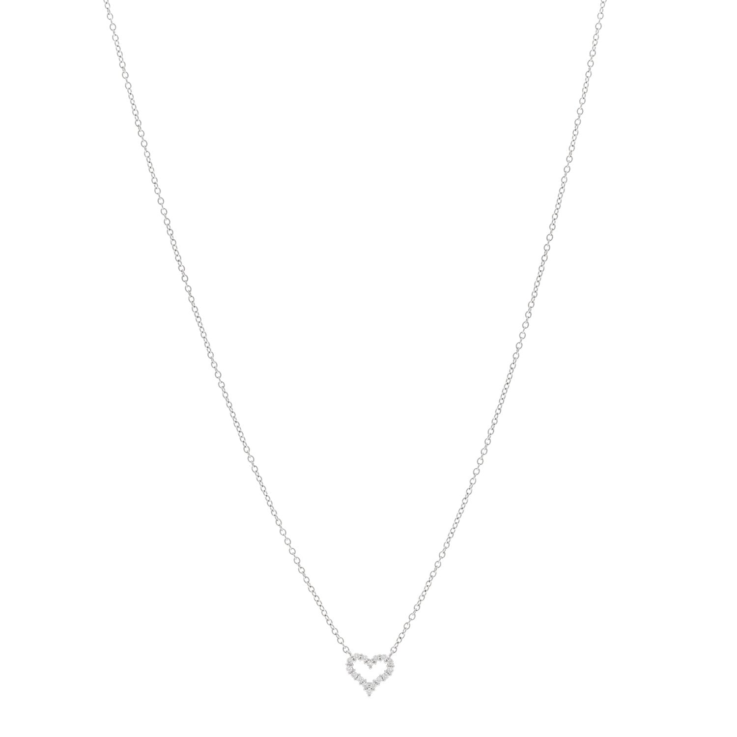 Tiffany Platinum Diamond Extra Mini Heart Pendant Necklace 1 of 5