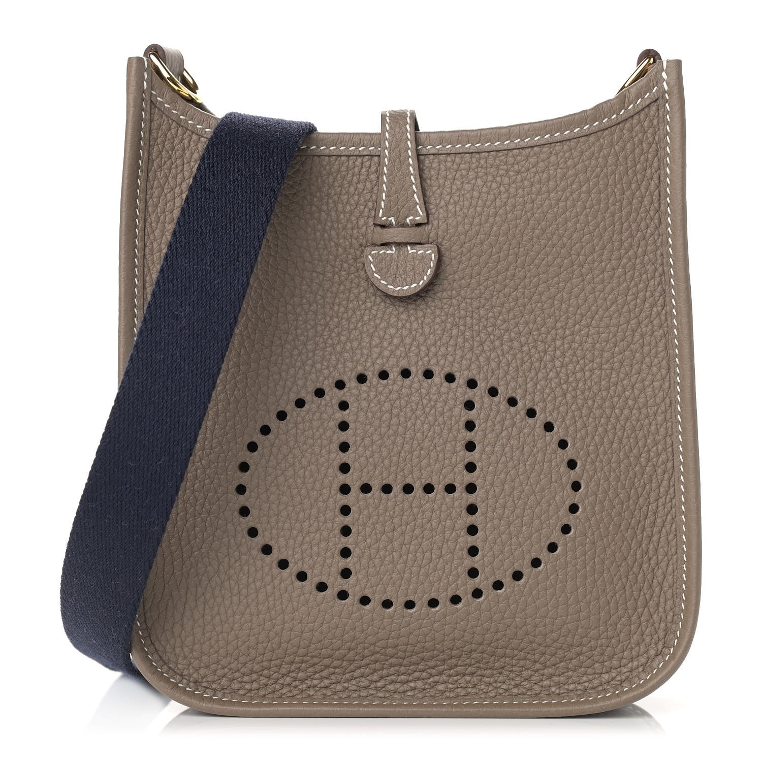 Hermes Taurillon Clemence Amazone Evelyne TPM Etoupe Bleu Indigo 1 of 9