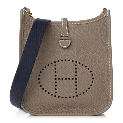 Hermes Taurillon Clemence Amazone Evelyne TPM Etoupe Bleu Indigo 1 of 9