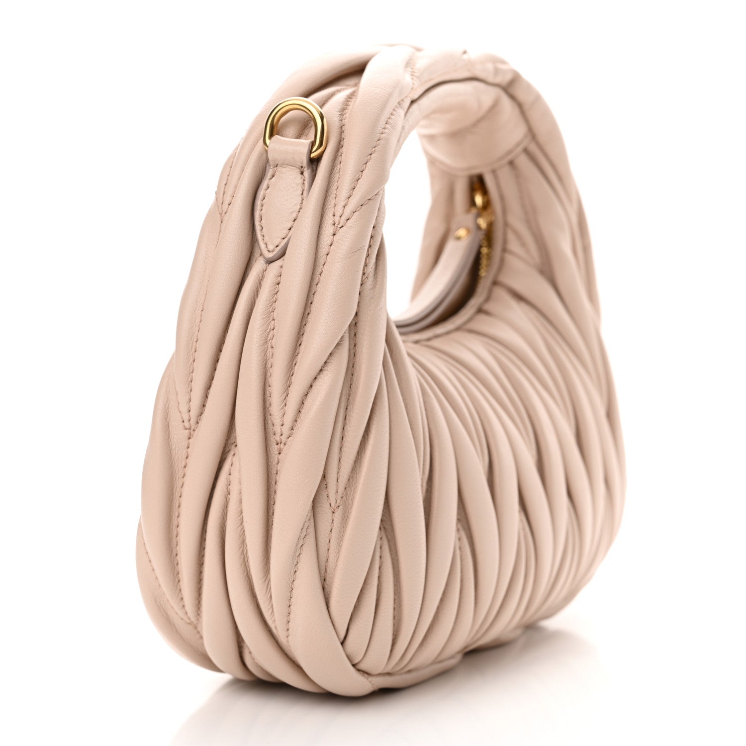 Miu Miu Nappa Matelasse Mini Wander Hobo Cipria 3 of 11