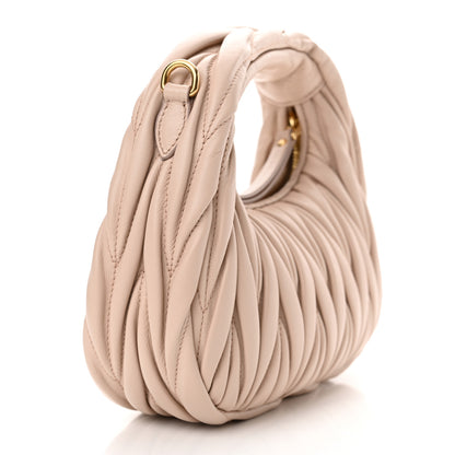 Miu Miu Nappa Matelasse Mini Wander Hobo Cipria 3 of 10