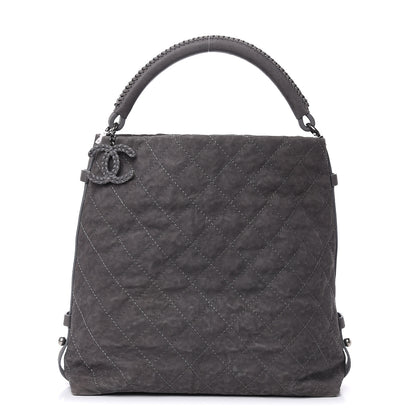 Chanel Iridescent Caviar Quilted Boy Handle Hobo Dark Grey 1 of 13