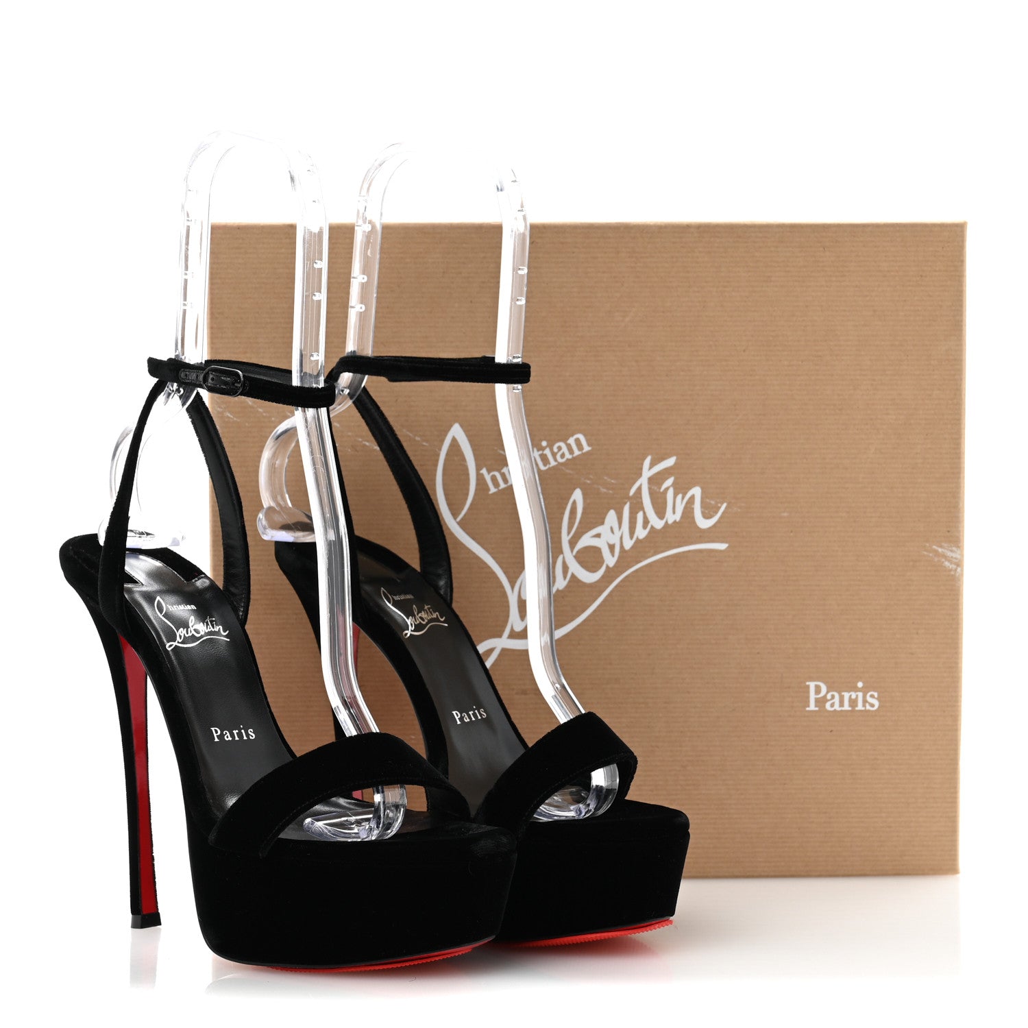 Christian Louboutin Velvet Loubi Queen Alta 150 Platform Sandals 39 Black 11 of 11