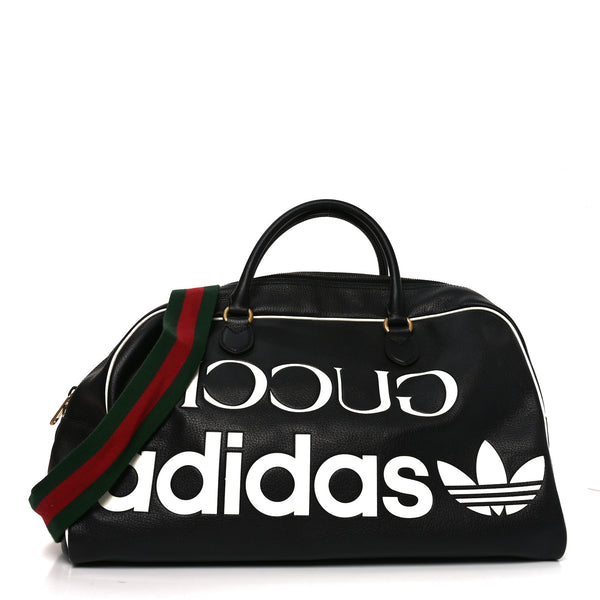 Gucci X ADIDAS Textured Dollar Calfskin Web Trefoil Large Bowling
