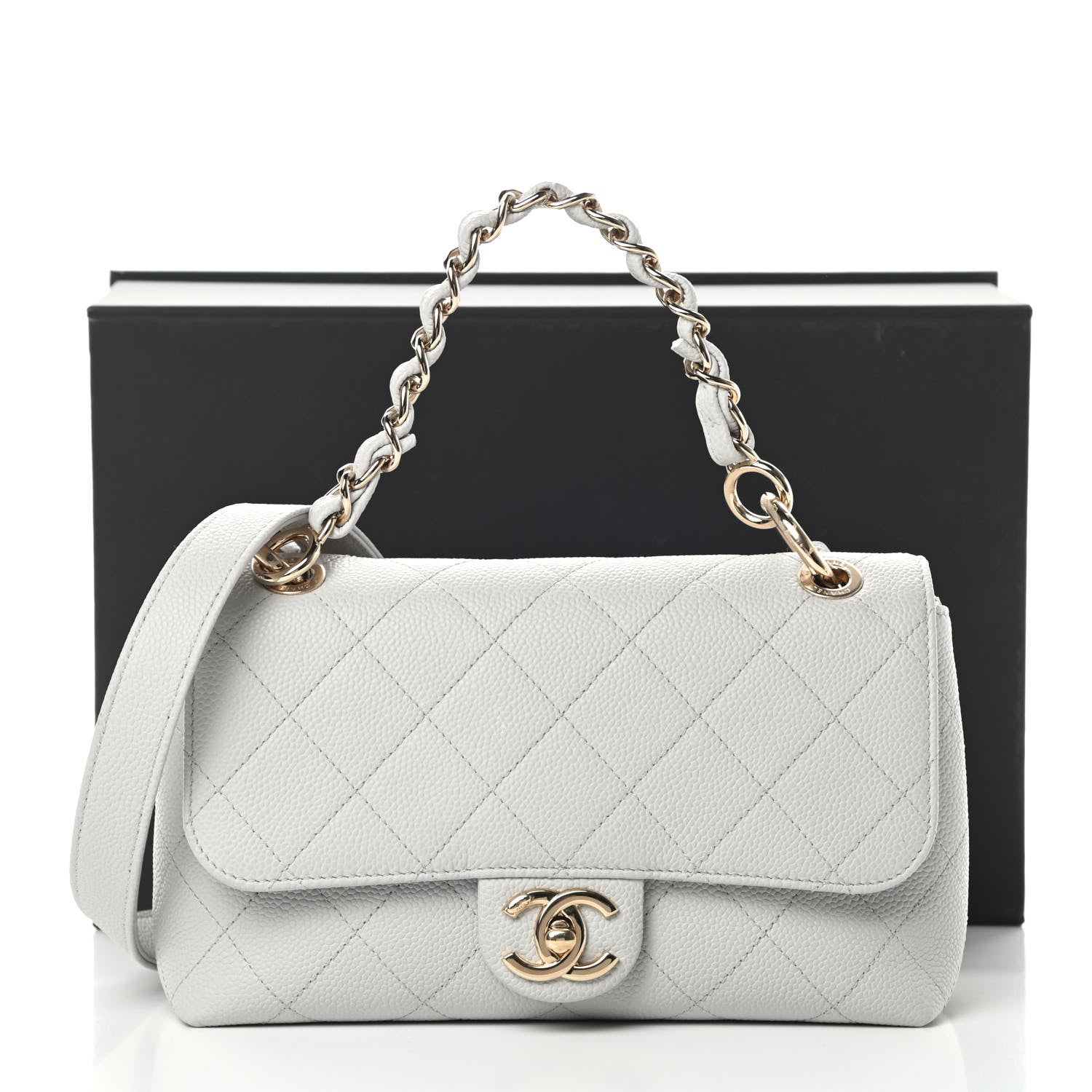 Chanel Caviar Quilted Small City Walk Flap Light Grey 714808