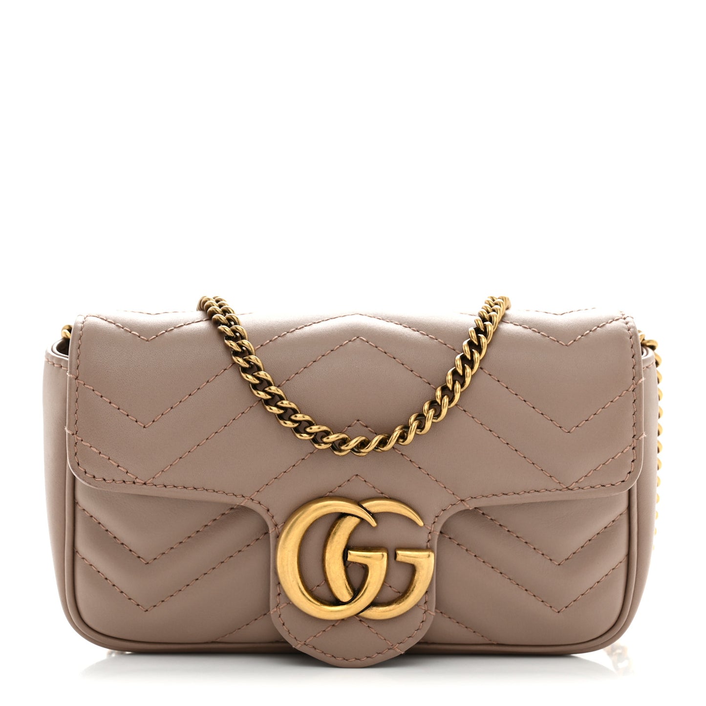 Calfskin Matelasse Super Mini GG Marmont Shoulder Bag Porcelain Rose