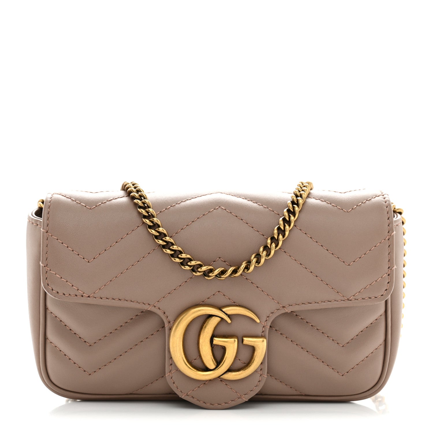 Gucci Calfskin Matelasse Super Mini GG Marmont Shoulder Bag Porcelain Rose 1 of 15