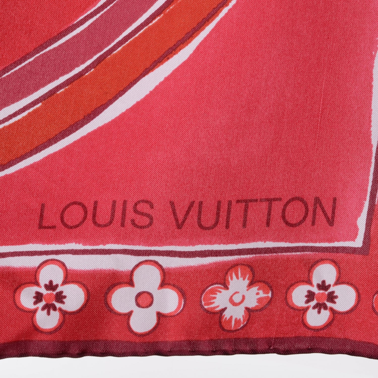 Louis Vuitton Silk Fleur Scarf Red 3 of 8