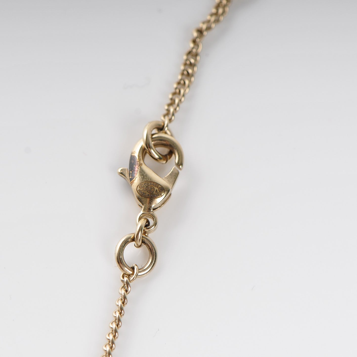 Pearl Crystal CC Drop Necklace Gold Black