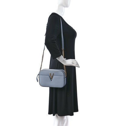 Versace Grainy Calfskin Virtus Small Camera Bag Blue 2 of 10